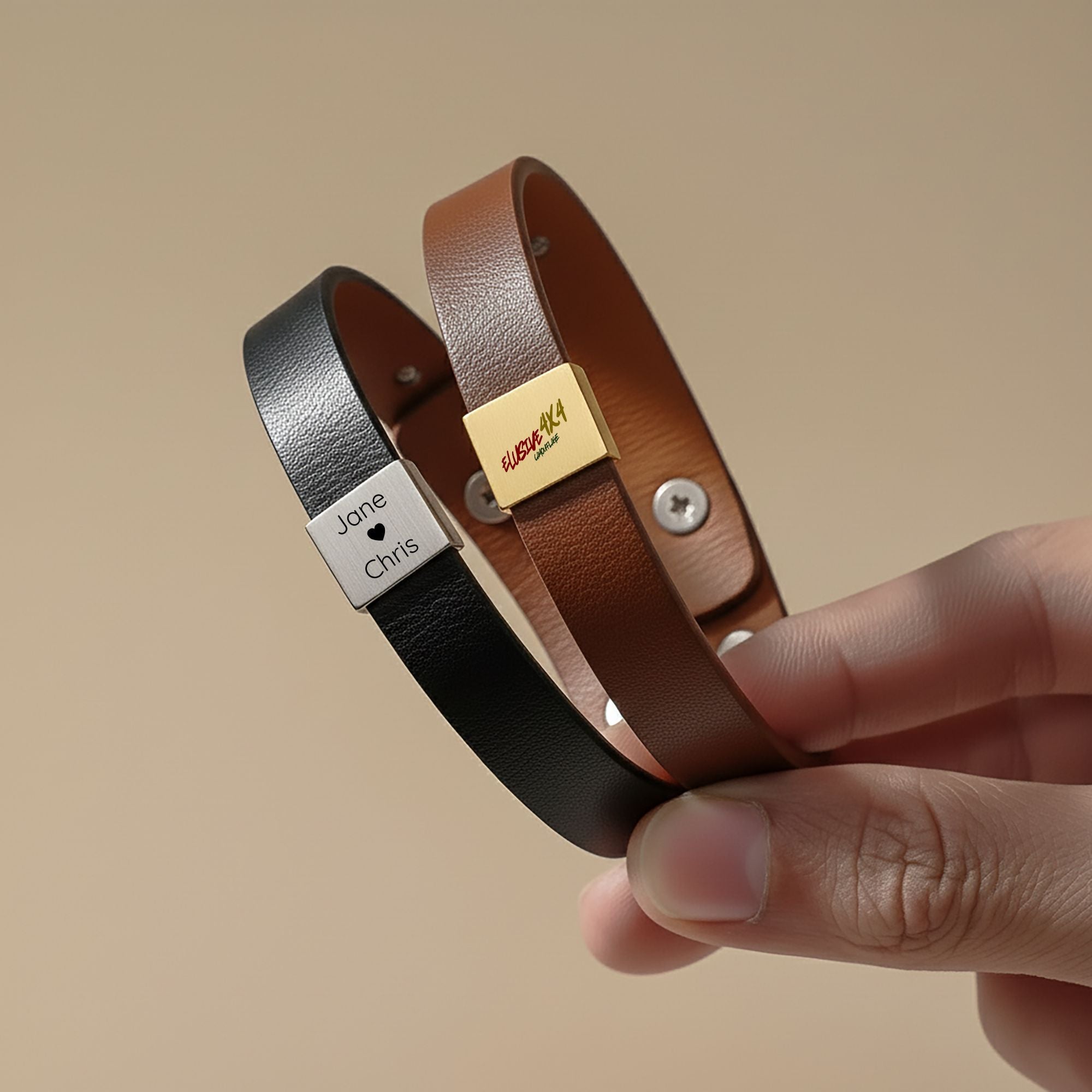Buckdragger Premium Engraved Men's Leather Bracelet