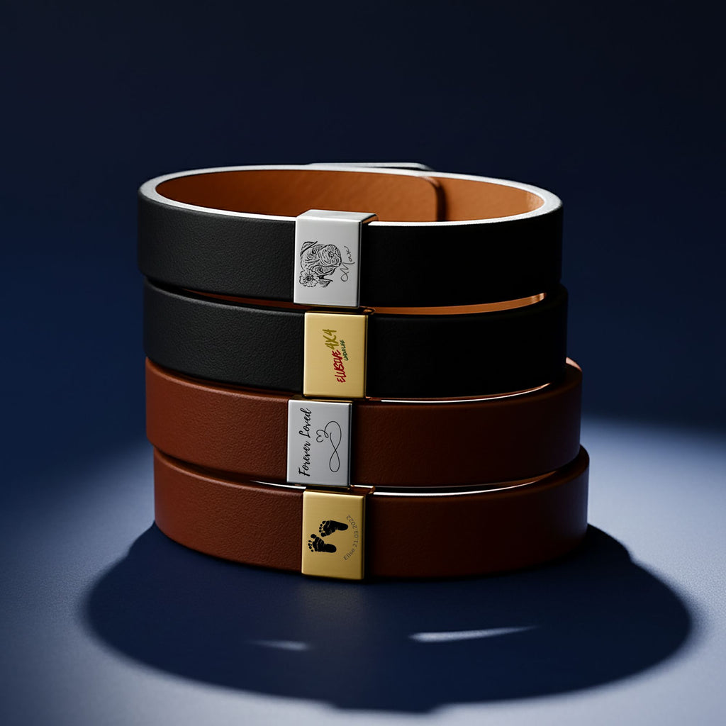 Buckdragger Premium Engraved Men's Leather Bracelet