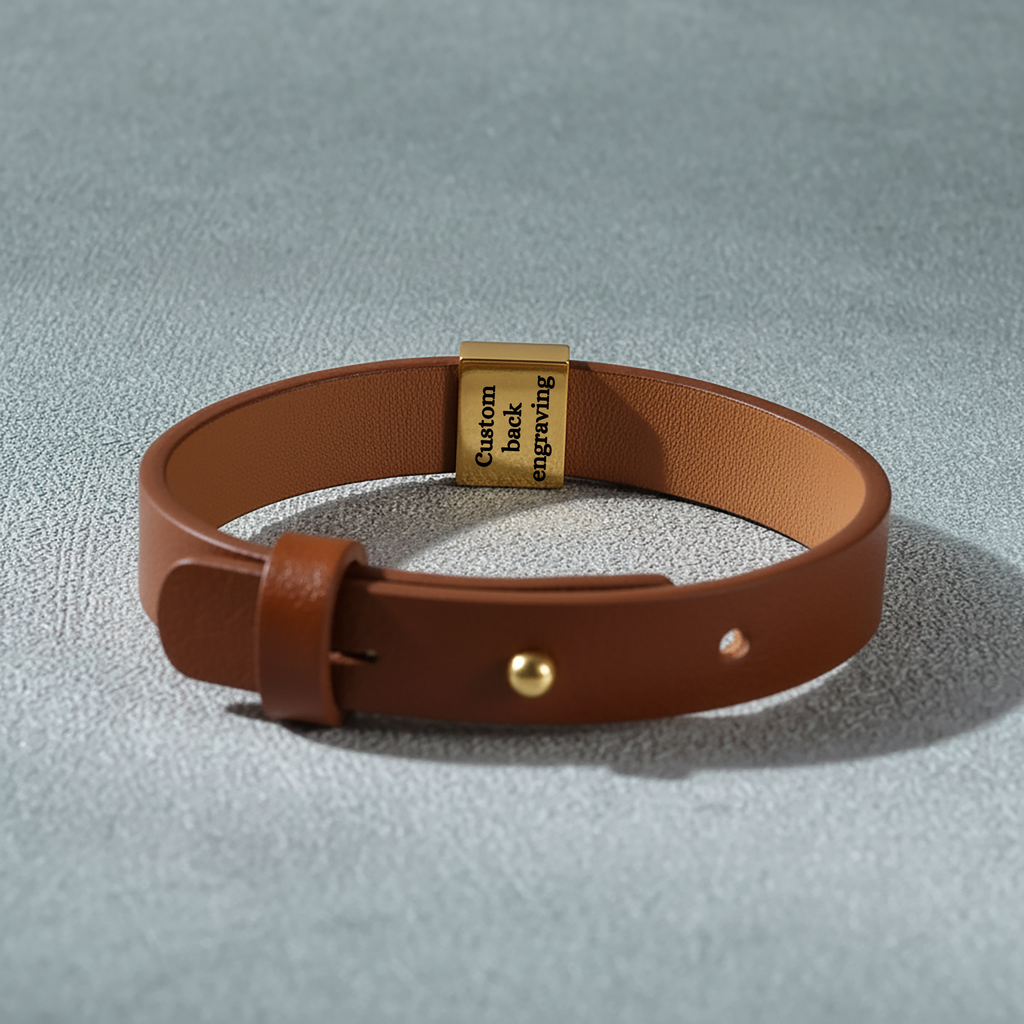 Buckdragger Premium Engraved Men's Leather Bracelet